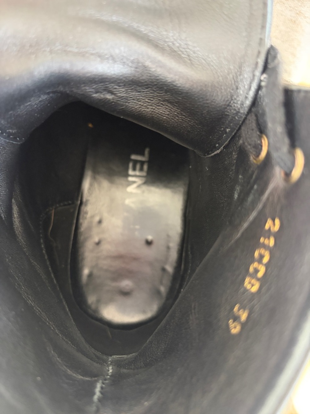 CHANEL Black Leather Lace-Up Platform Boots with Gold Hardware - Picture 8 of 8